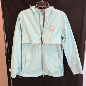 Charles River ladies size S green hooded raincoat